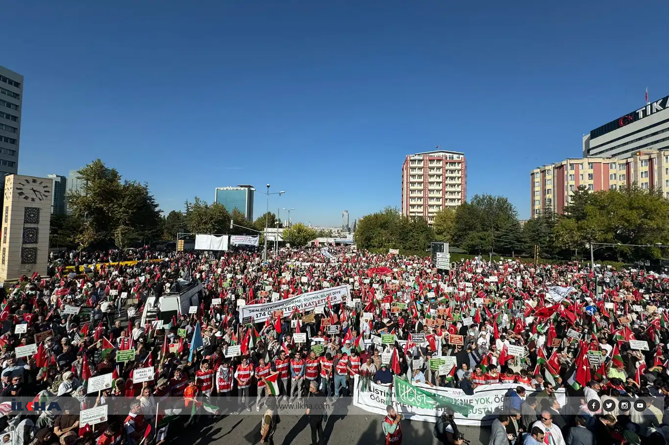 ANKARA'DA ON BİNLER FİLİSTİN İÇİN YÜRÜDÜ (VİDEO)